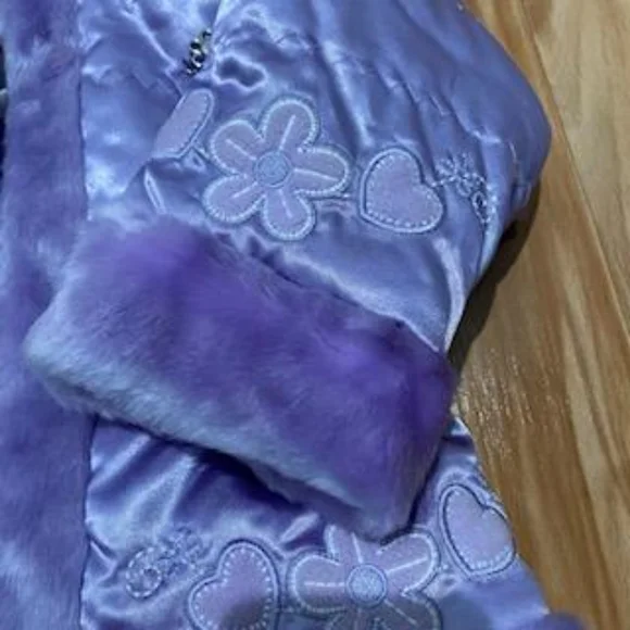 [NWOT] Casual Time Girl's Faux Fur Trim Winter Hoodie Jacket Purple - Size 2T